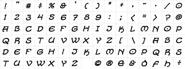 CCAlchemite Italic  glyph index