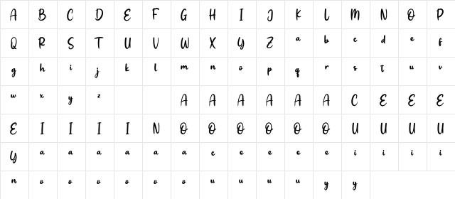 Safari Personal Use  glyph index