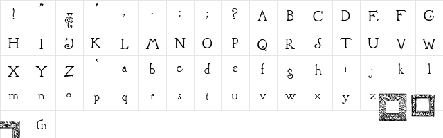 Brandywine!" Regular  glyph index