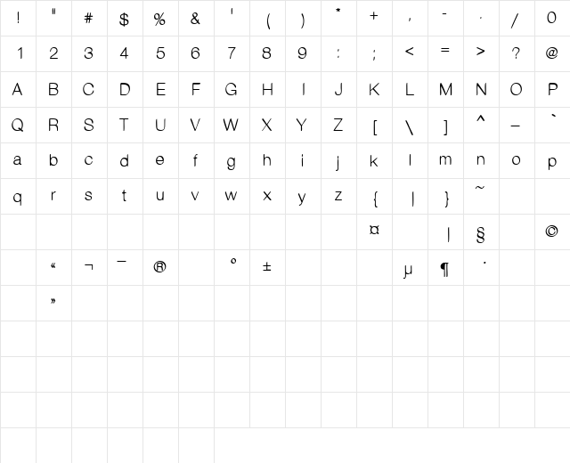 Kanon Regular  glyph index