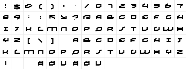 tricky Regular  glyph index