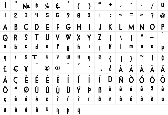 ChattyCocktails Regular  glyph index