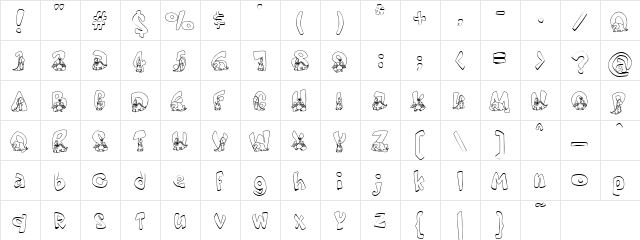 PC Dinosaur Regular  glyph index