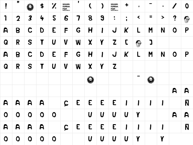 Basura Humana Regular  glyph index