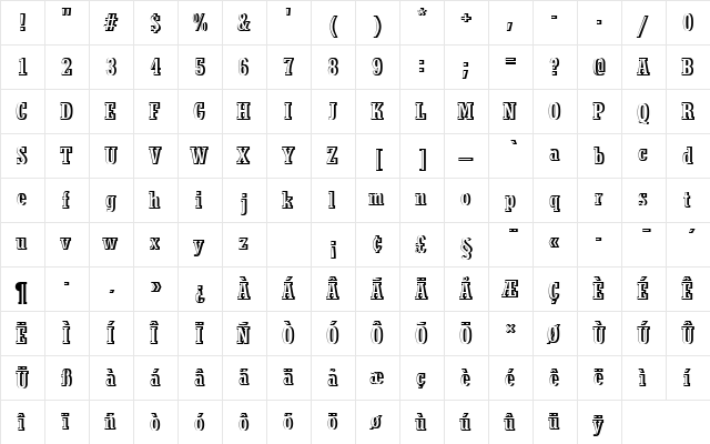 StymieTMedConRe1 Regular  glyph index