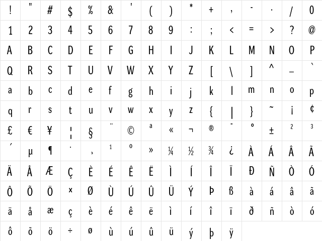 DynaGrotesk RC Regular  glyph index