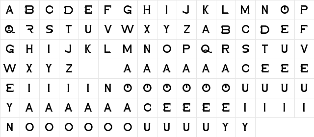 Maxwell Leonard Demo Regular  glyph index