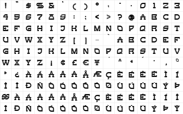 GingerPeachy Regular  glyph index