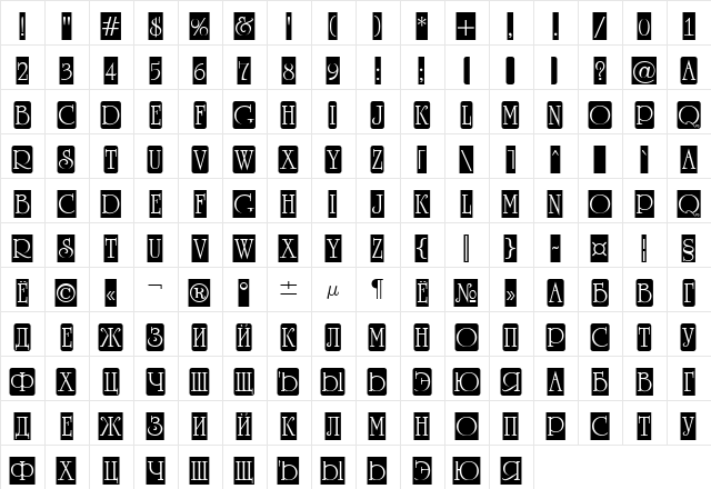 a_RomanusTtlCmD5Cb Regular  glyph index