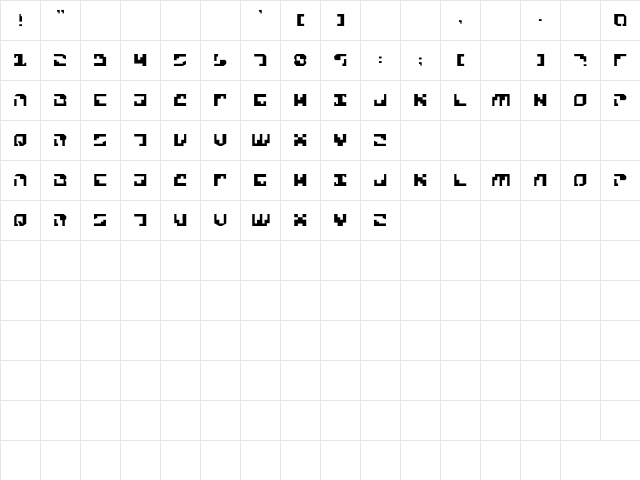 Xenophobia Normal  glyph index