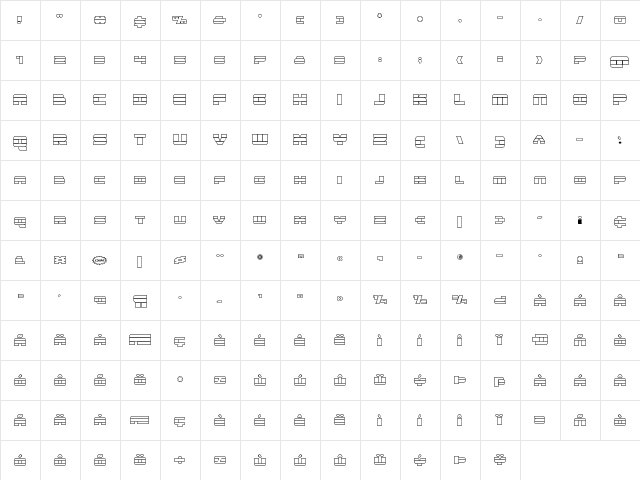 Quicken Outline Regular  glyph index