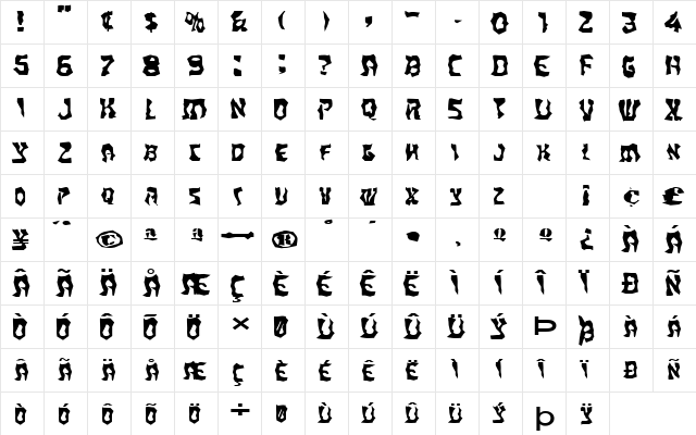 FZ WACKY 22 EX Normal  glyph index