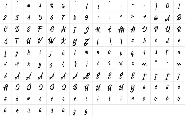 Antheme Regular  glyph index