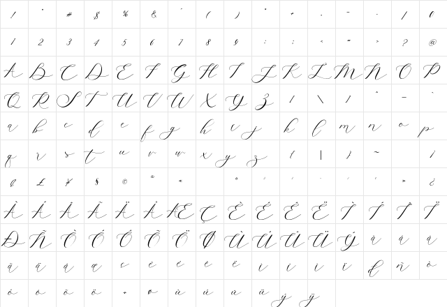 Belights Regular  glyph index