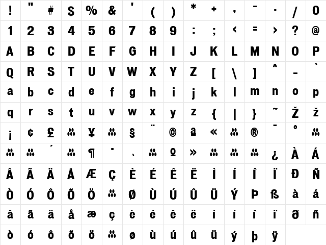 Vonnes Regular  glyph index