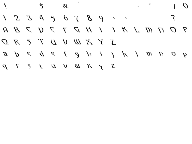 Gismonda Really Leftified Regular  glyph index