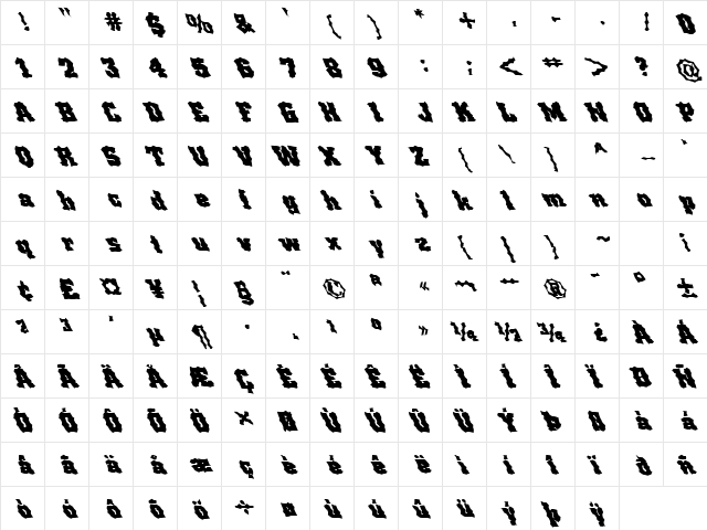 FZ WACKY 67 LEFTY Normal  glyph index