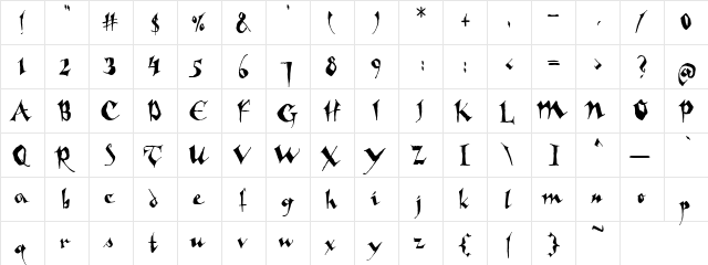 PC Yellow Sands Regular  glyph index