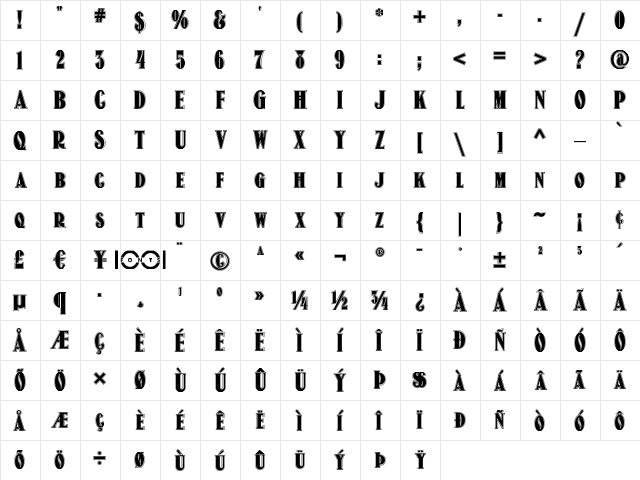 Old Gate Lane NF Regular  glyph index