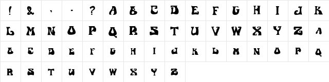 Astro World Regular  glyph index