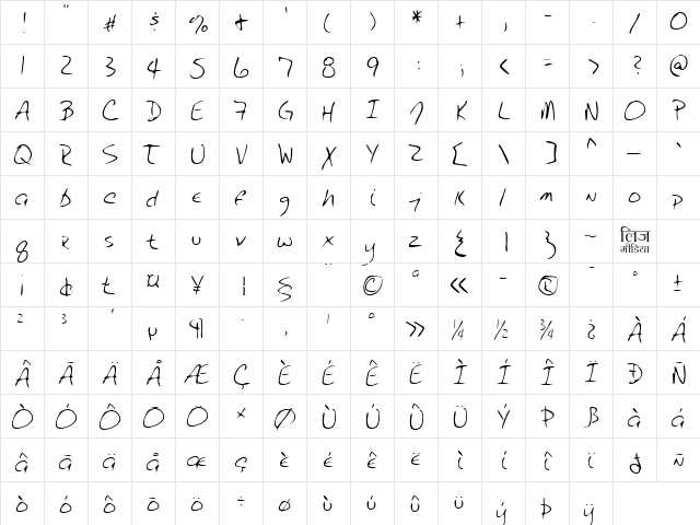 LEHN232 Regular  glyph index