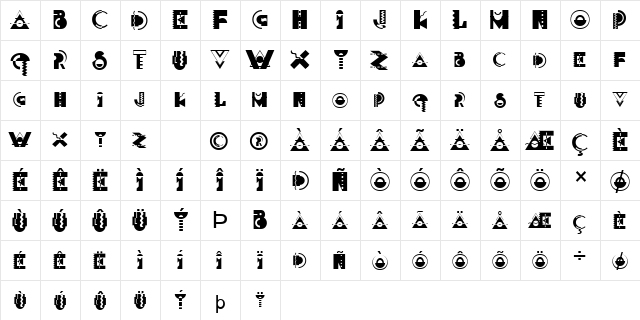 Jazz Normal  glyph index