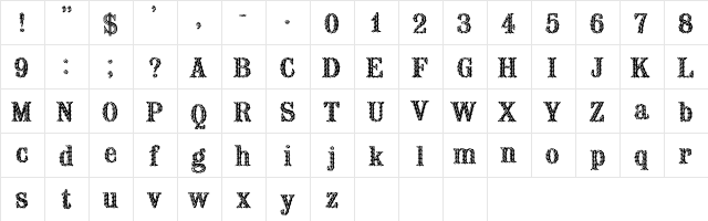 BARNACLE Plain  glyph index