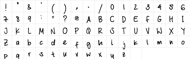 Mares Handwriting Regular  glyph index