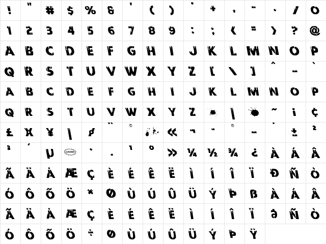 Red Undead Leftalic Italic  glyph index