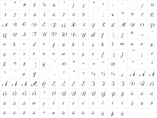 EDiT Invitation 3 Regular  glyph index