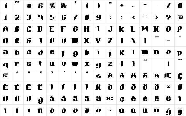 Enopstal Medium  glyph index