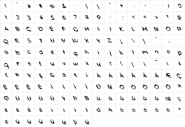 FZ WACKY 56 LEFTY Normal  glyph index