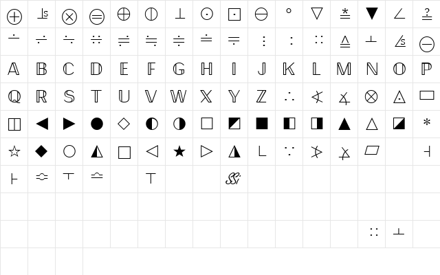 QuantaPiFourSSK Regular  glyph index