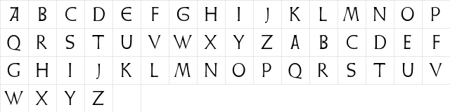 AlcadeCapsSSK Regular  glyph index