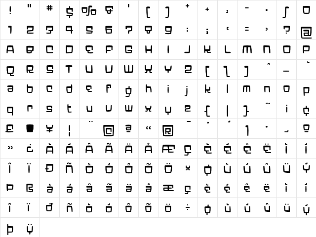 Elektron Light  glyph index