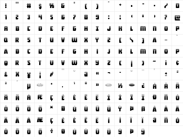 Intergalactic Halftone Regular  glyph index