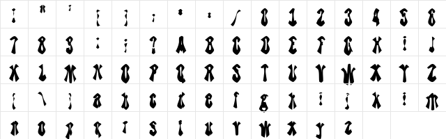 TheBlueJoker Regular  glyph index