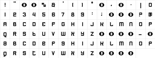Boxtop Regular  glyph index