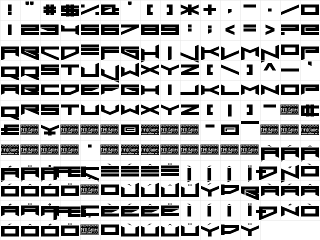 Xero's Proof Regular  glyph index