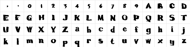 calamityJoe Regular  glyph index