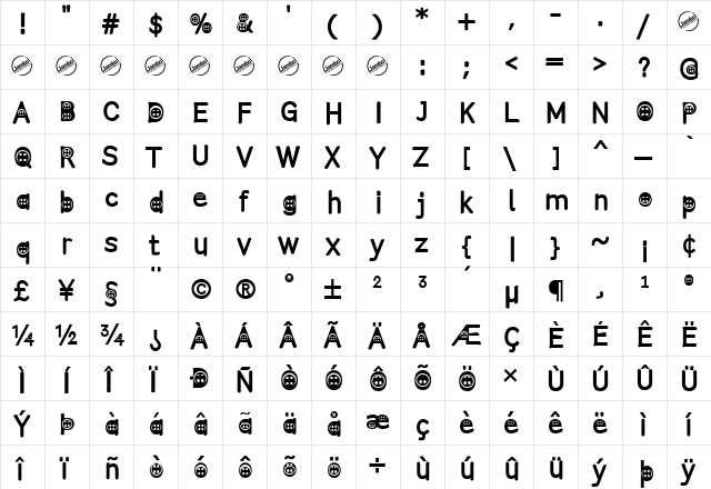 Button T. Regular  glyph index