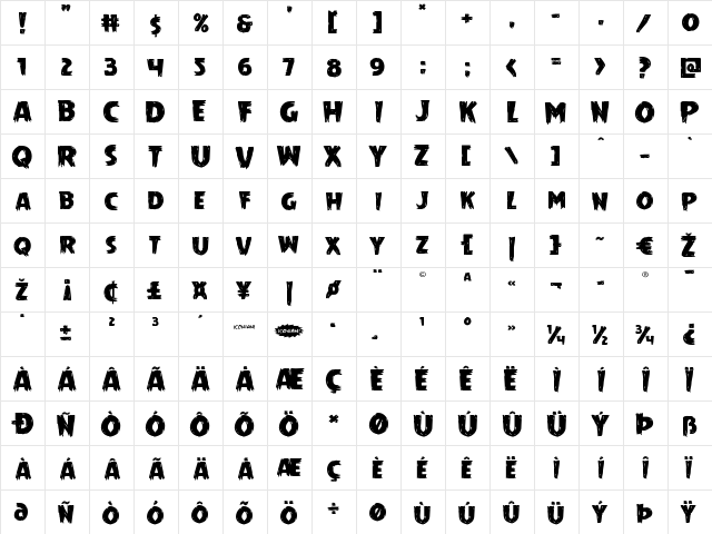 Mrs. Monster Expanded Expanded  glyph index