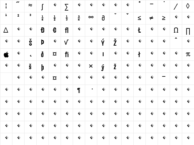 Hydra-MediumExpert Regular  glyph index