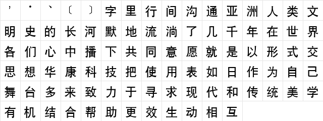 DFHei1BGB Regular  glyph index