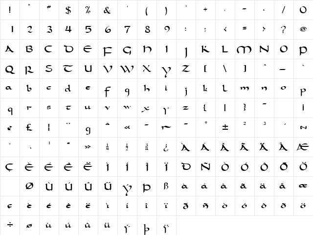 SamovarSSK Regular  glyph index