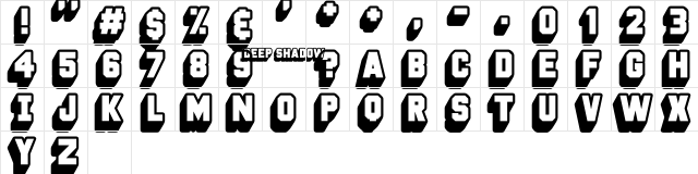 Deep Shadow Regular  glyph index