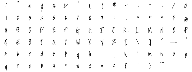 PC Scratch Pad Regular  glyph index