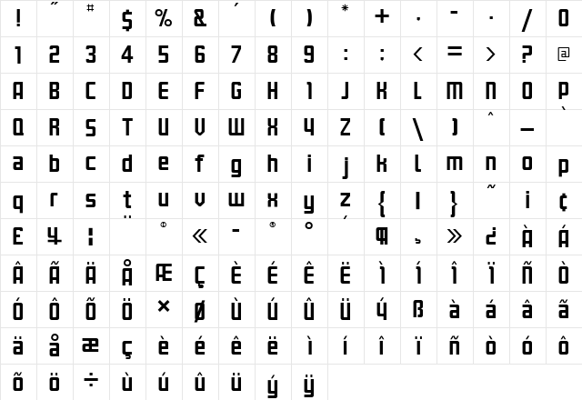 Kanal Normal  glyph index