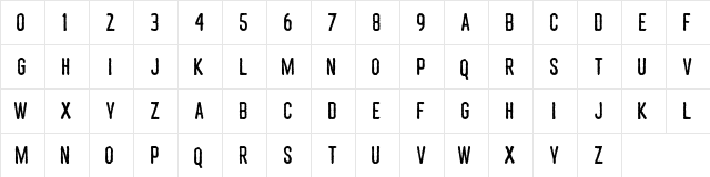 Postal Regular  glyph index