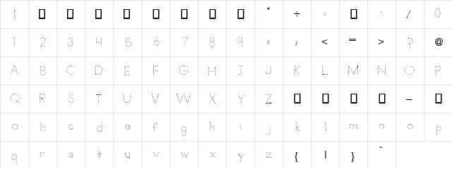 Dotted Fountain Regular  glyph index